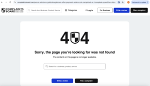 Complaints Board removed all complaints from victims against gold broker Marc Lubaszka and his gold companies before marking them as "resolved." Now, the complaints pages return a 404 error. 